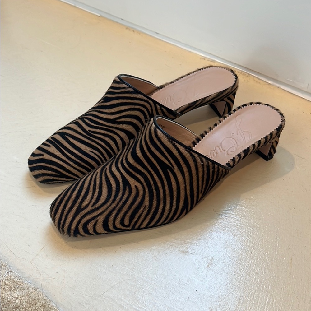 J Crew Zebra Print Mules